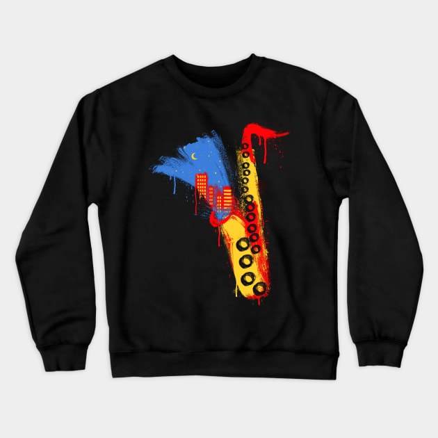 Music Colors the Night Crewneck Sweatshirt by qetza